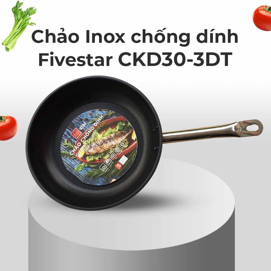 Chảo Inox chống dính Fivestar 3 đáy CKD30-3DT