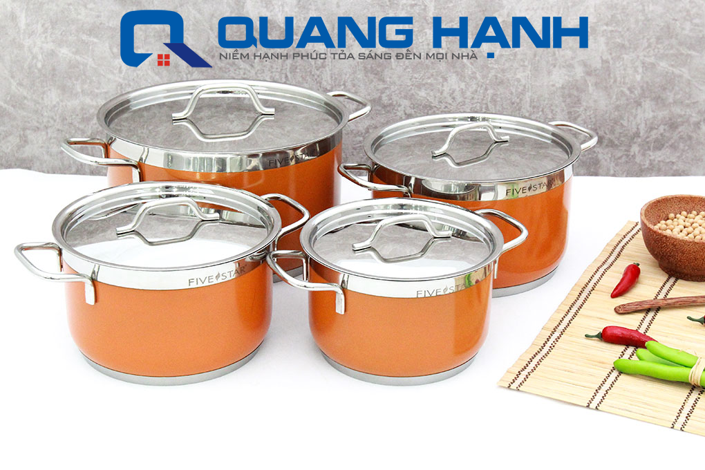 Bộ nồi Fivestar 4 chiếc màu vàng – Cao cấp