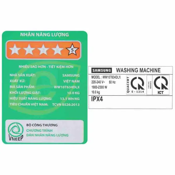 Máy giặt Samsung AI Inverter 10kg WW10T634DLX/SV