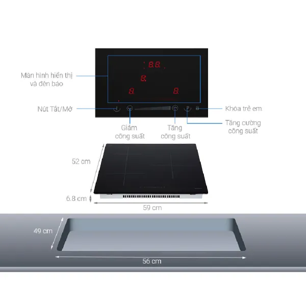 Bếp từ 3 vùng nấu Hafele HC-I603D 536.61.631 | Chính Hãng