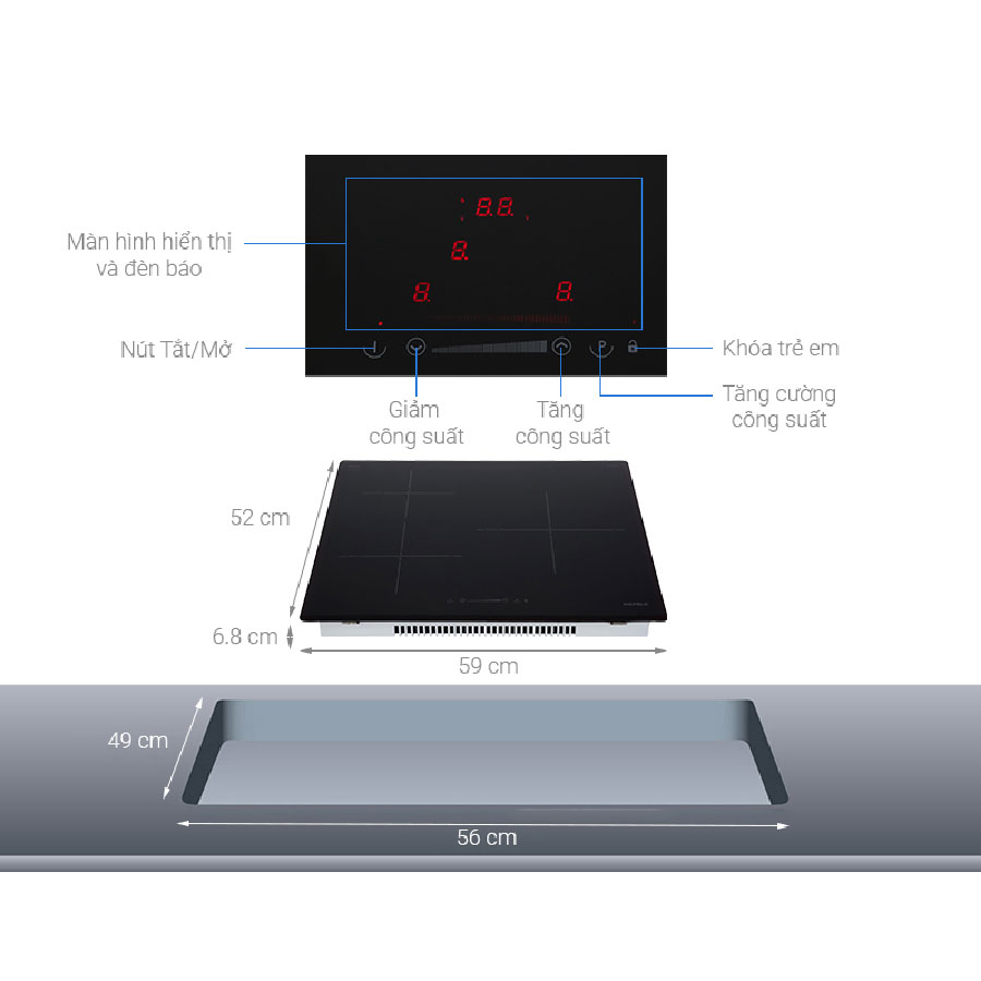 Bếp từ 3 vùng nấu Hafele HC-I603D 536.61.631 | Chính Hãng