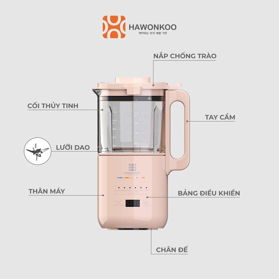 Máy làm sữa hạt đa năng Hawonkoo SMH-120-PK/GR 1400W