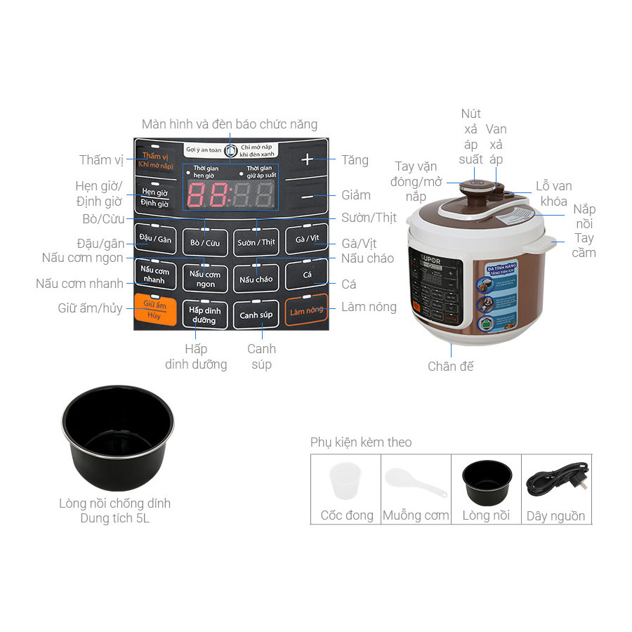 Nồi áp suất điện tử Supor CYSB50YC10DVN-100 5 lít