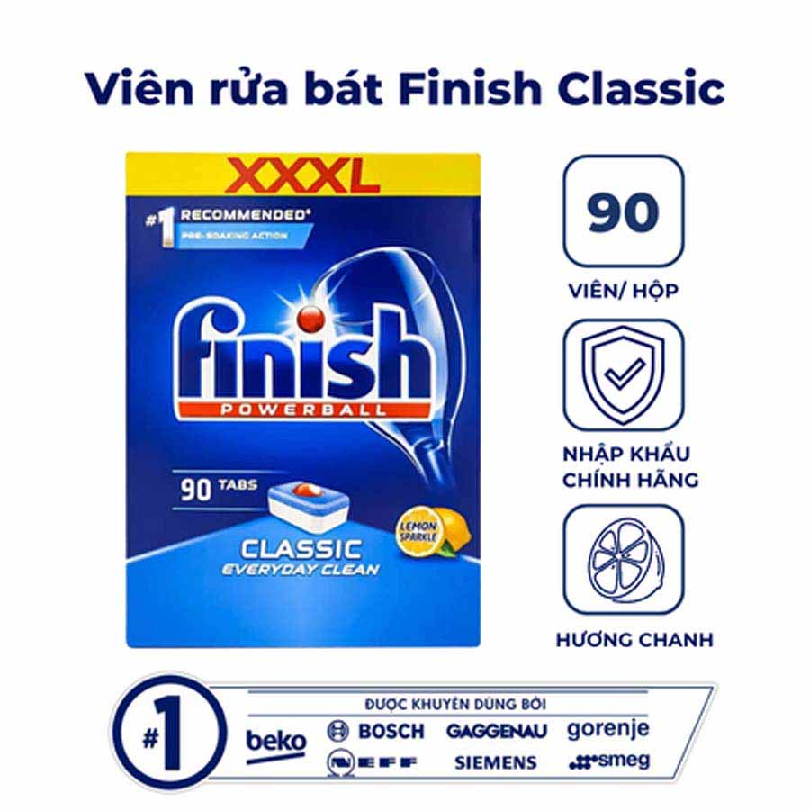 Viên rửa bát Finish Classic 90 viên hương chanh