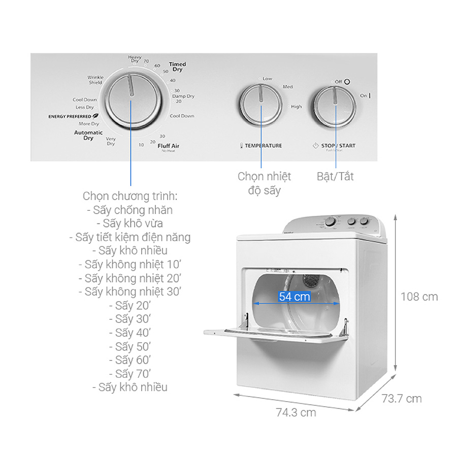 Máy sấy quần áo Whirlpool 3LWED4815FW