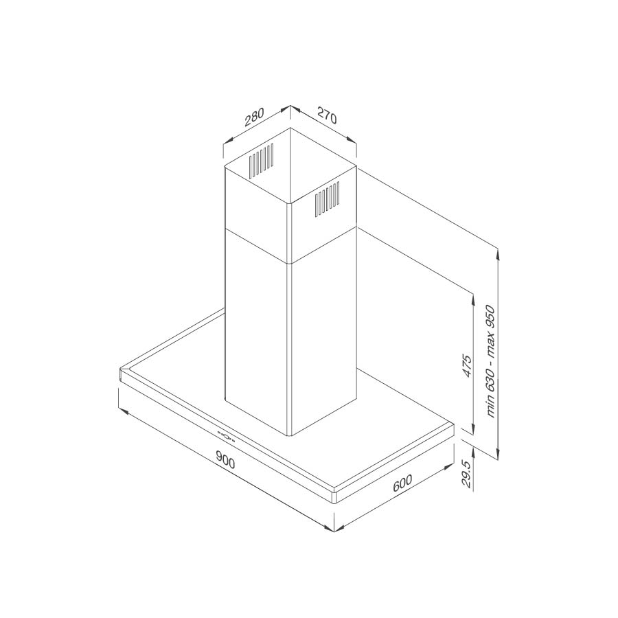 Máy hút mùi đảo Malloca SLIM K4250