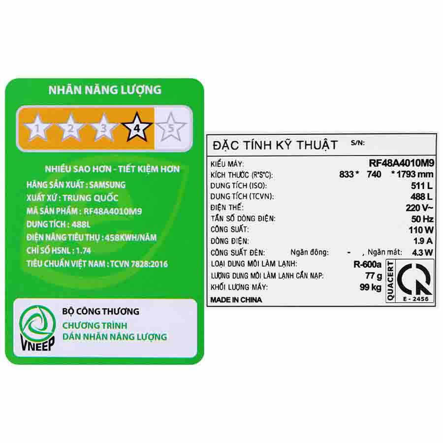 Tủ lạnh Samsung Inverter 488 lít RF48A4010M9/SV