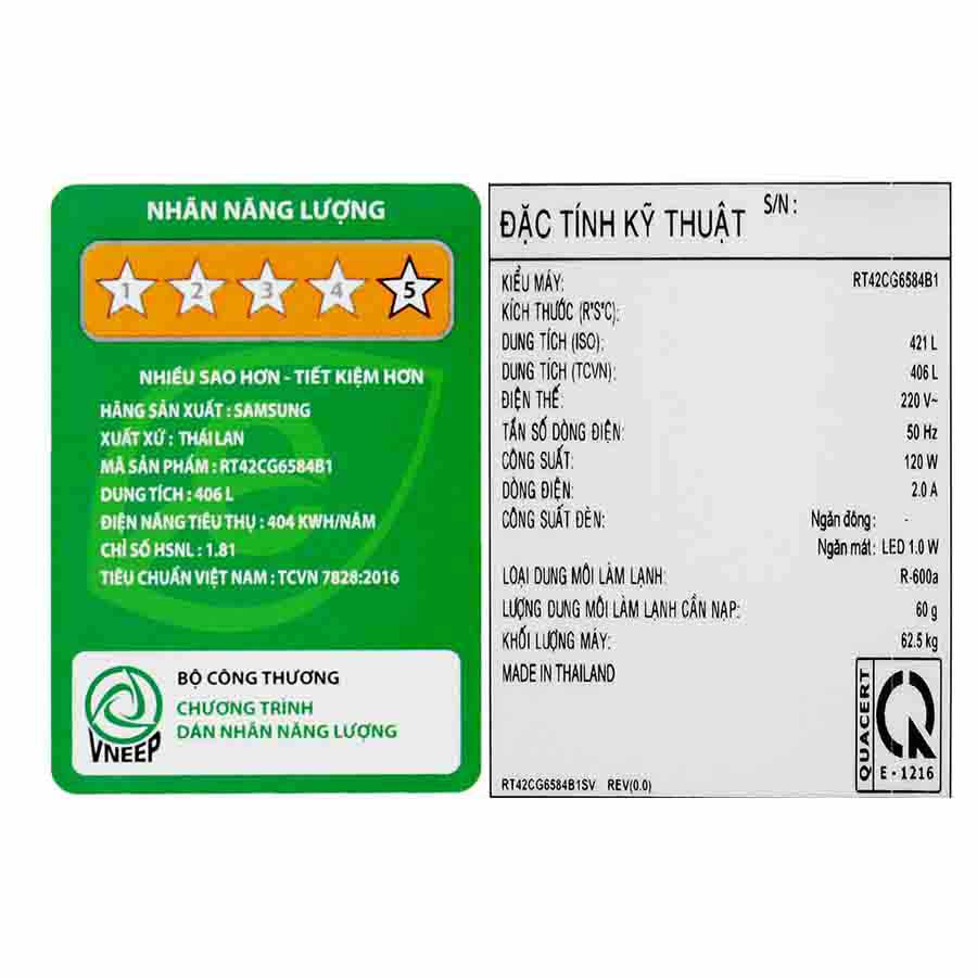 Tủ lạnh Samsung Inverter 406 lít RT42CG6584B1SV