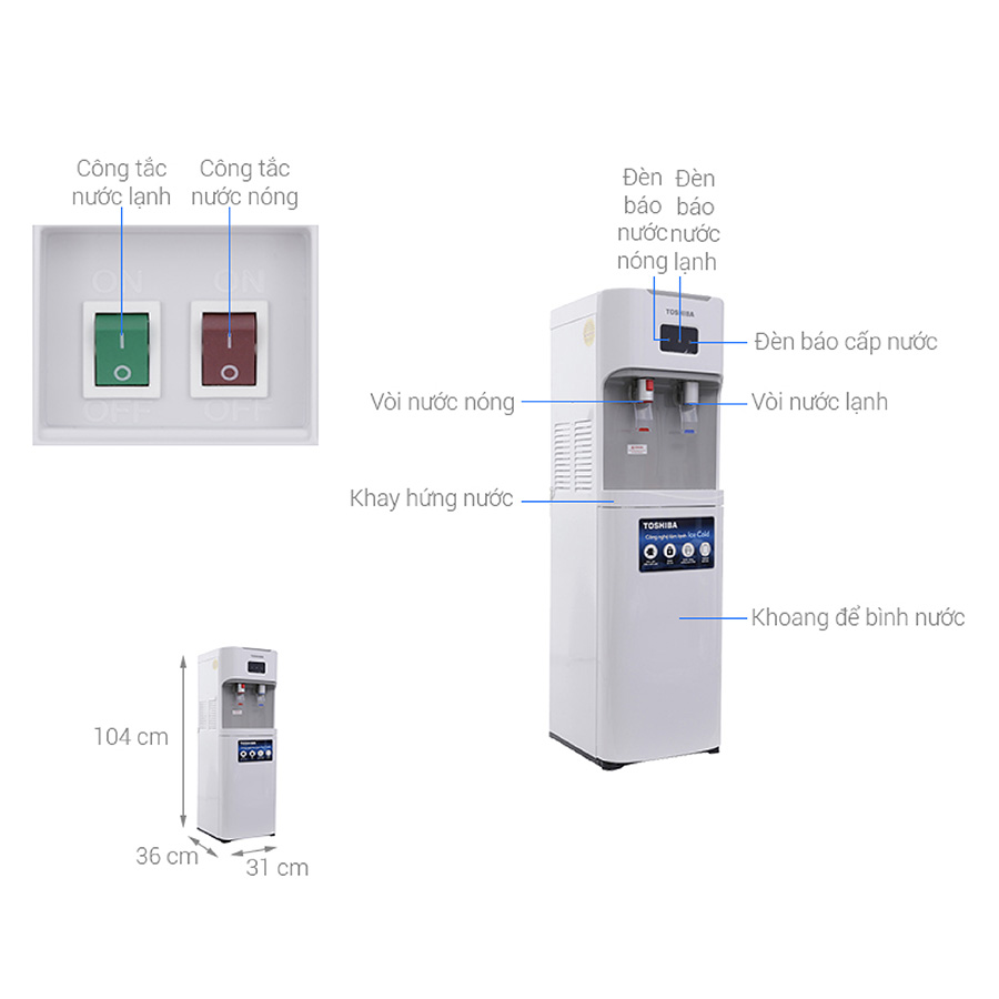 Máy nước nóng lạnh Toshiba RWF-W1669BV(W)
