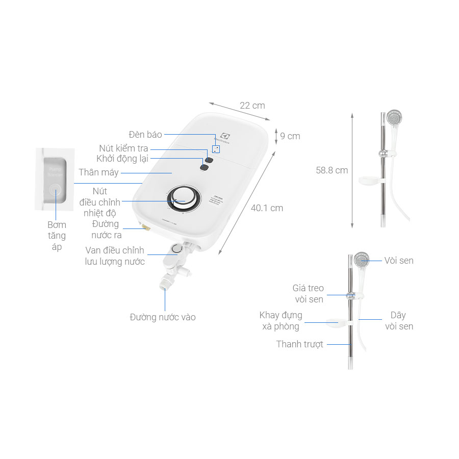 Máy nước nóng trực tiếp Electrolux 4500W EWE451KB-DWG2