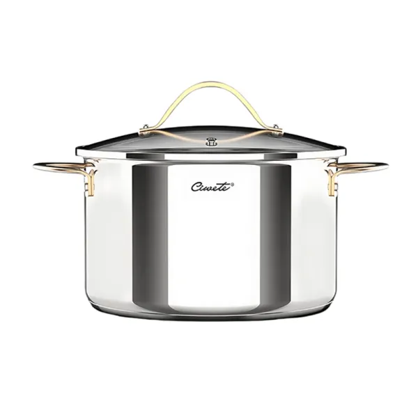 Nồi hầm inox 304 cao cấp Ciwete 28cm nắp kính SS0101-B
