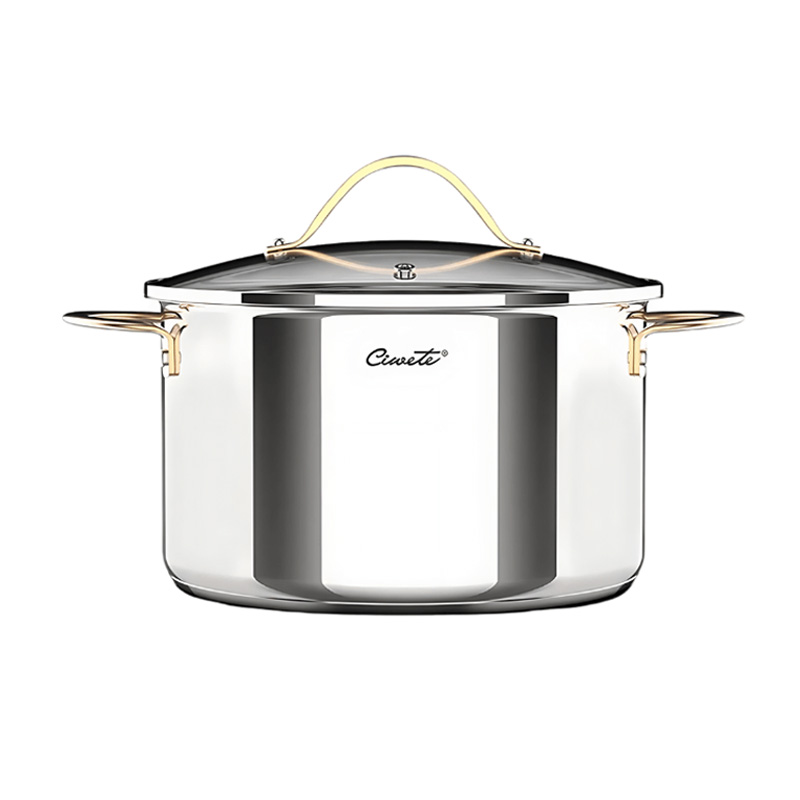 Nồi hầm inox 304 cao cấp Ciwete 28cm nắp kính SS0101-B