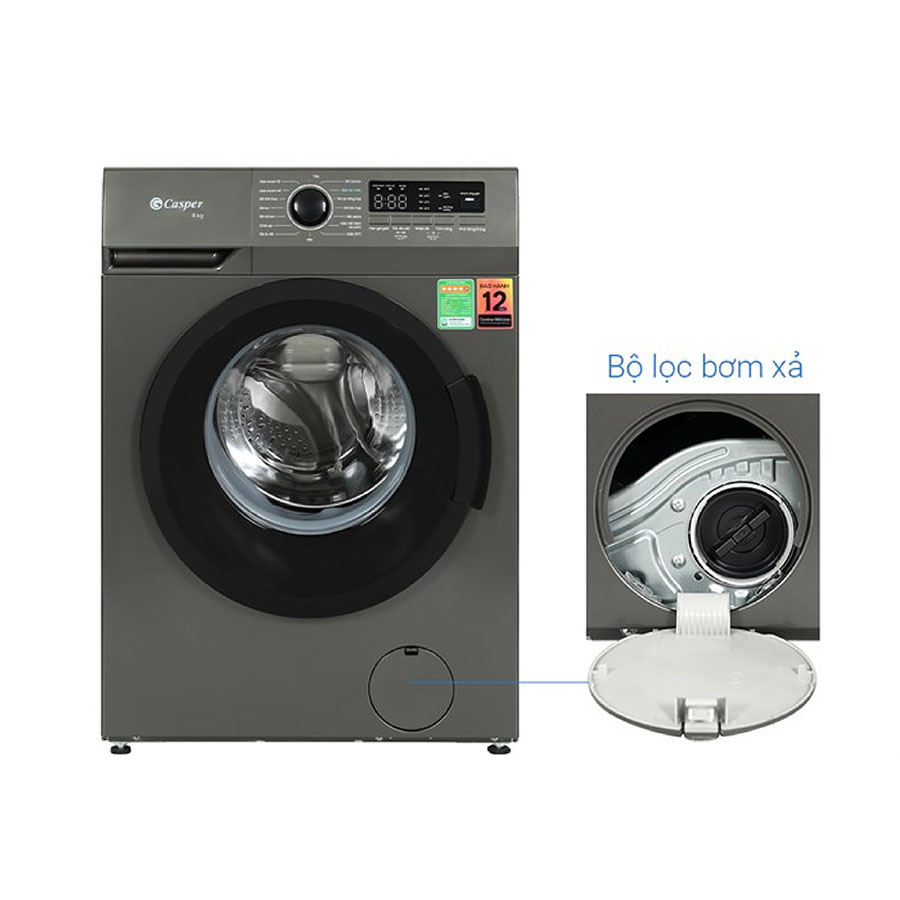 Máy giặt cửa ngang Casper 8kg EcoWash WF-8VG1