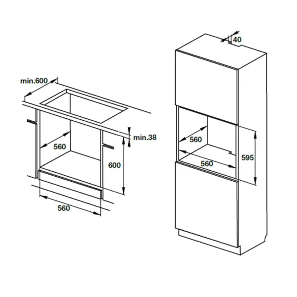 Lò nướng âm tủ Hafele HO-KT60C 534.05.571 65 lít