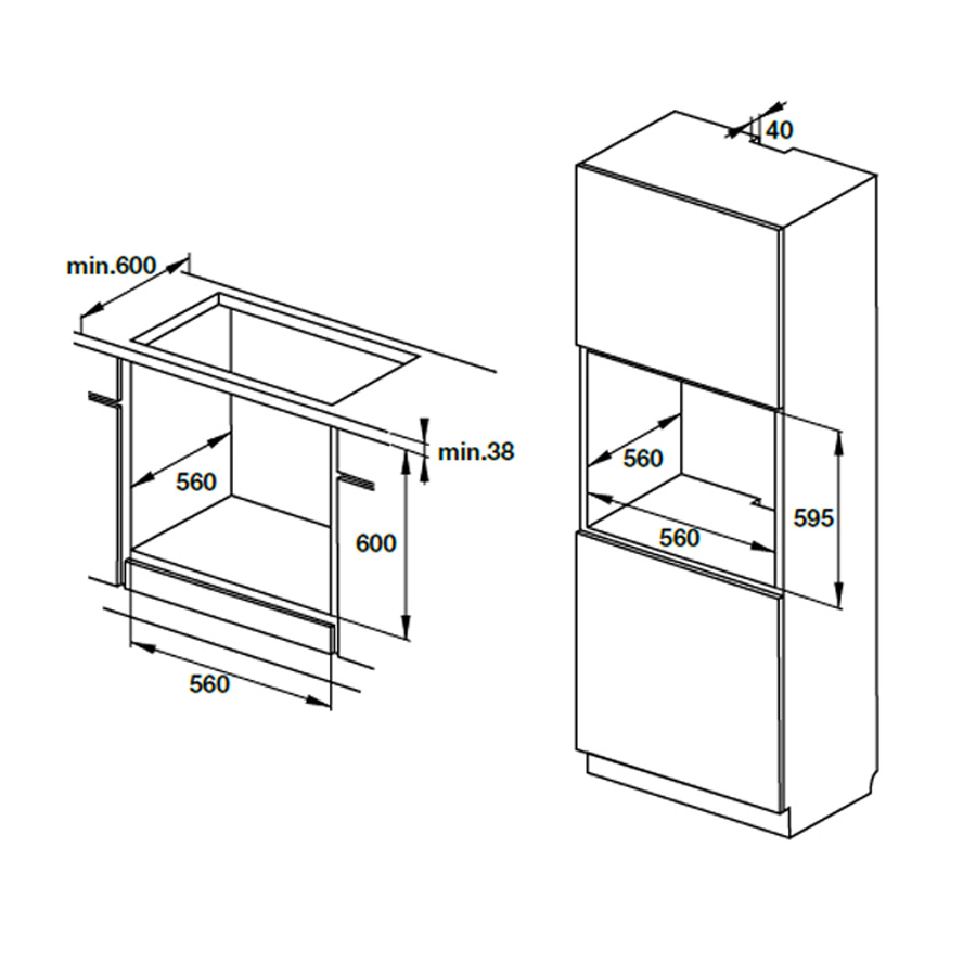 Lò nướng âm tủ Hafele HO-KT60C 534.05.571 65 lít