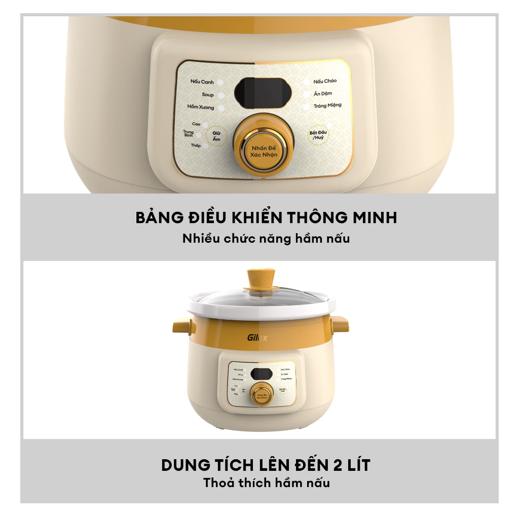 Nồi kho hầm chậm 2 lít Gilux GLN85