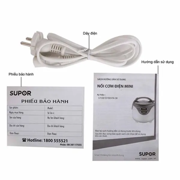 Nồi cơm điện Supor CFXB16YB3VN-WH-36 0.8L