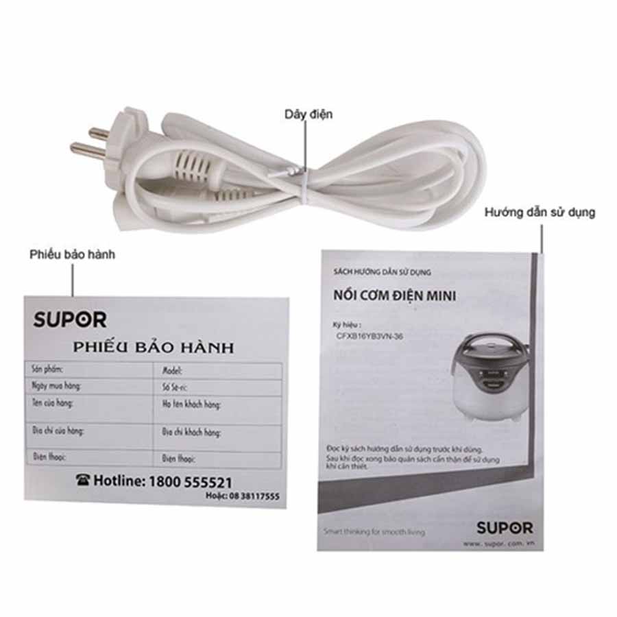 Nồi cơm điện Supor CFXB16YB3VN-WH-36 0.8L