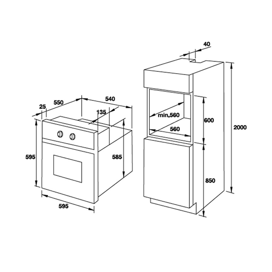 Lò nướng kết hợp hấp âm tủ Hafele HO-T60B 535.02.711 65 lít