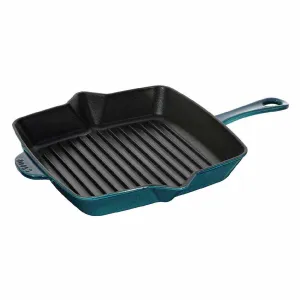 Chảo gang nướng vuông Staub màu xanh ngọc 26cm (B)