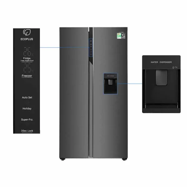 Tủ lạnh Aqua Inverter 524 lít Side By Side AQR-SW541XA(FB)