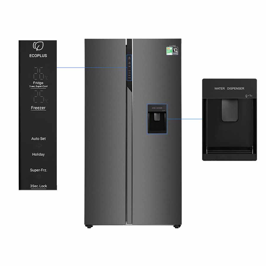Tủ lạnh Aqua Inverter 524 lít Side By Side AQR-SW541XA(FB)