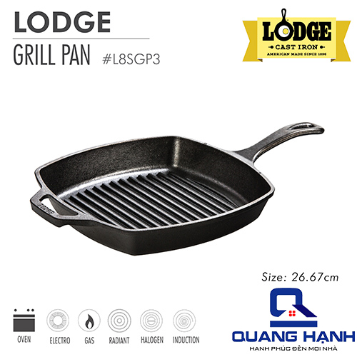 Chảo gang nướng Lodge rãnh vuông – 26.7 CM