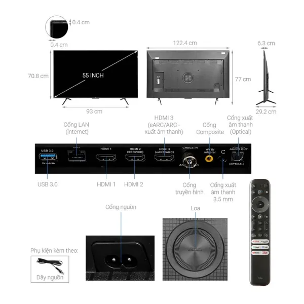 Google Tivi QLED TCL 4K 55 inch 55C69B