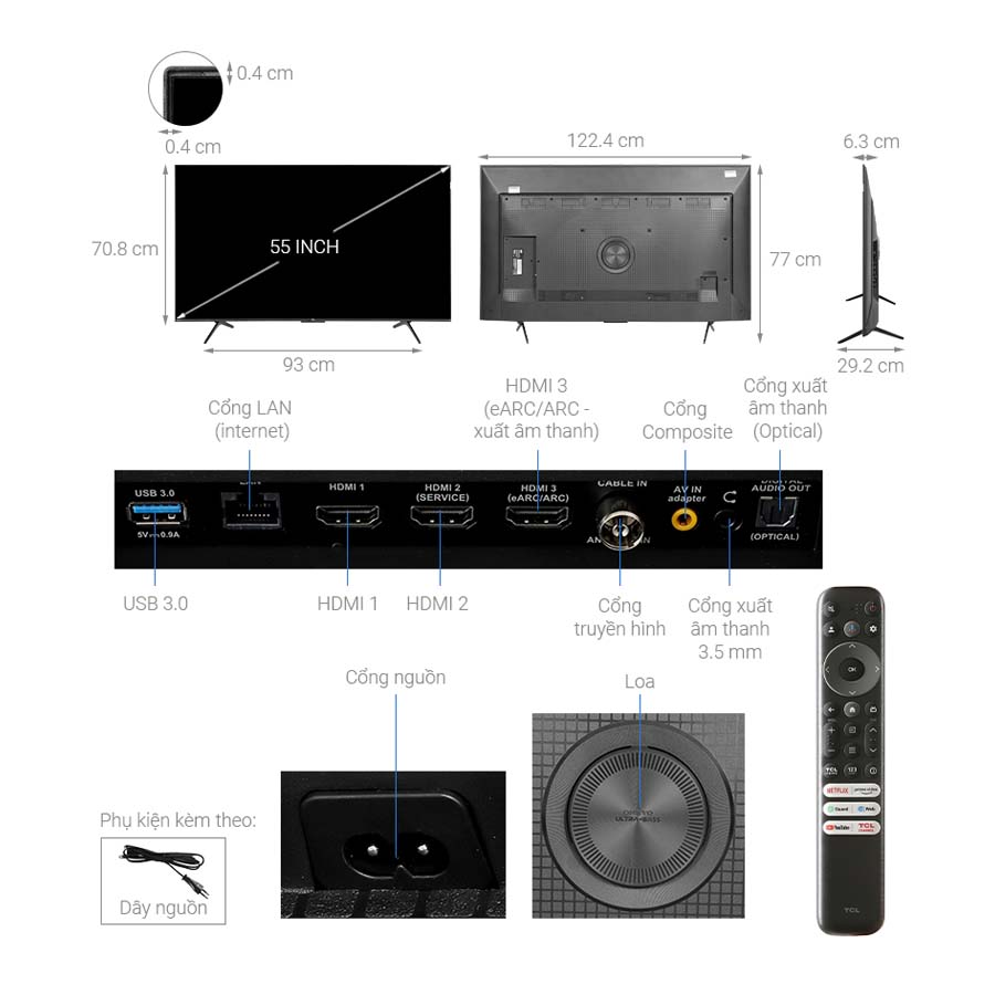 Google Tivi QLED TCL 4K 55 inch 55C69B