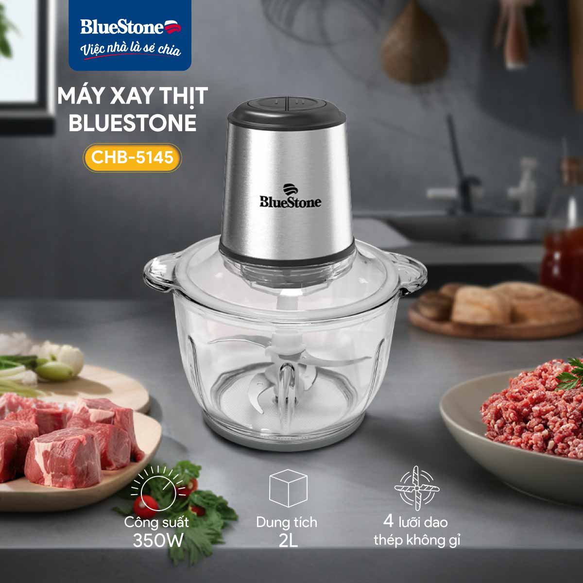 Máy Xay Thịt BlueStone CHB-5145 2 Lít 350W