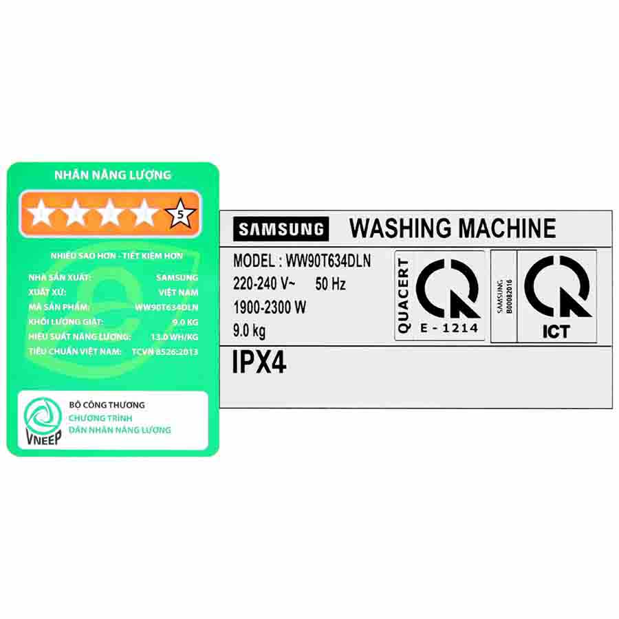 Máy giặt Samsung Inverter 9 kg WW90T634DLN/SV