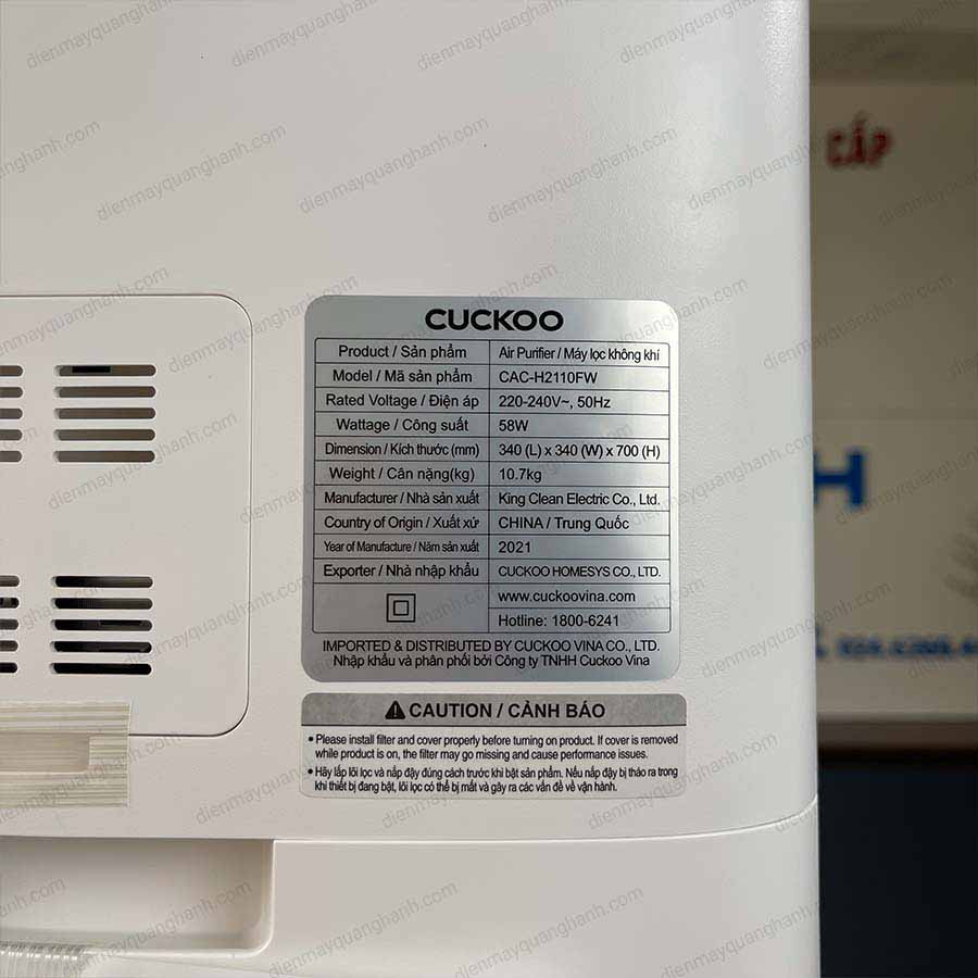 Ảnh thực tế Máy lọc không khí Cuckoo CAC-H2110FW